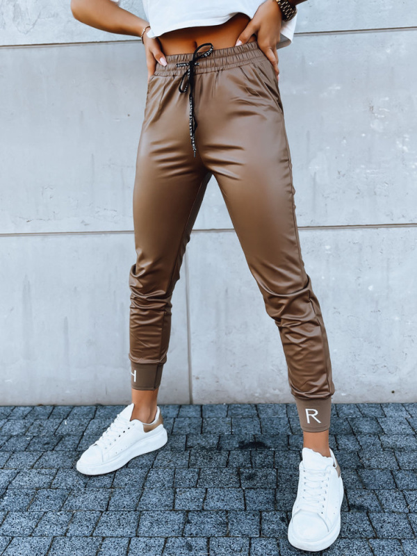 Dámské kožené joggery TERRACE camel Dstreet UY1696 Velikost: XXL