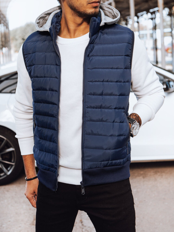 Pánská prošívaná vesta Barva tmavě modrá DSTREET TX4493 Barva: Modrá, Velikost: M