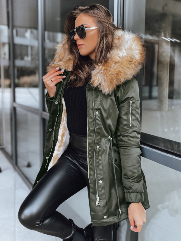 GARNET dámská zimní bunda parka zelená Dstreet TY3945 Velikost: S