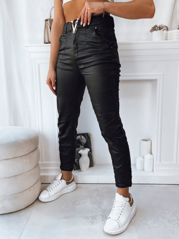 Dámské kalhoty voskované VIOLA Barva bronzová DSTREET UY1780 Barva: Černá, Velikost: S