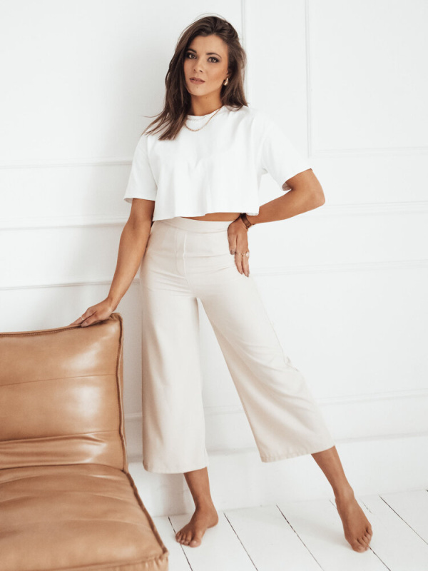 Dámské kalhoty casual PERTH Barva světle béžová DSTREET UY1831 Barva: Béžová, Velikost: XL