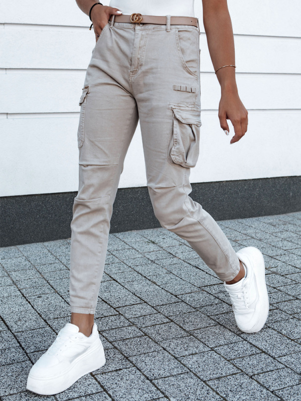 Dámské kalhoty EASYFIT Dstreet UY2118 Barva: Béžová, Velikost: XS