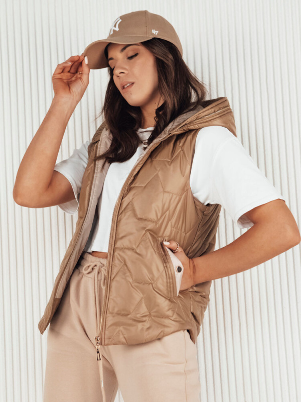 Dámská prošívaná vesta NICOLAS Barva zlatá DSTREET TY4119 Barva: Žlutá, Velikost: M