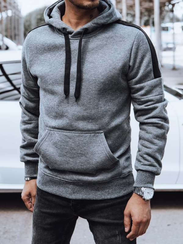Pánská mikina s kapucí tmavě šedá Dstreet BX5825 XL
