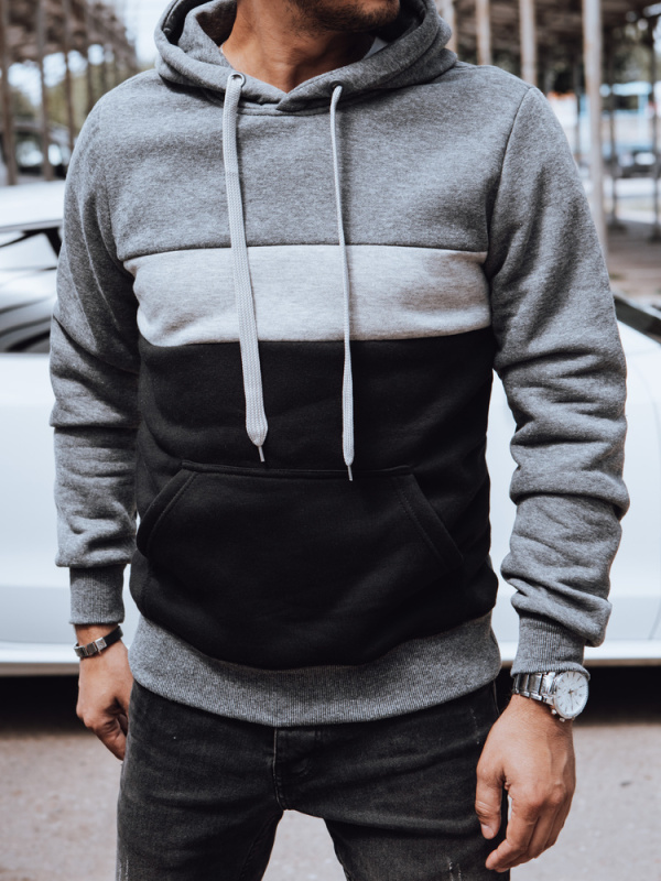 Pánská mikina s kapucí tmavě šedá Dstreet BX5826 XL