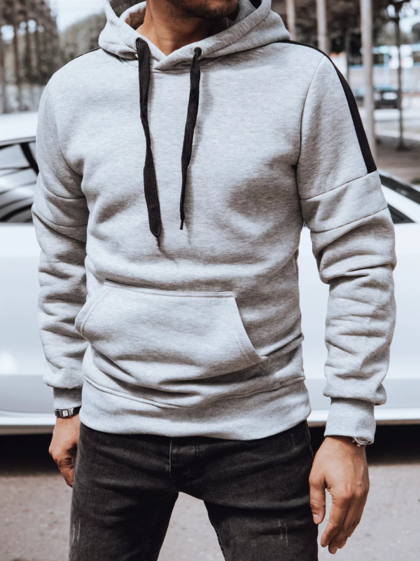 Pánská mikina s kapucí světle šedá Dstreet BX5829 XXL