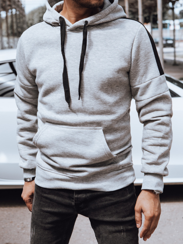 Pánská mikina s kapucí světle šedá Dstreet BX5829 XXL