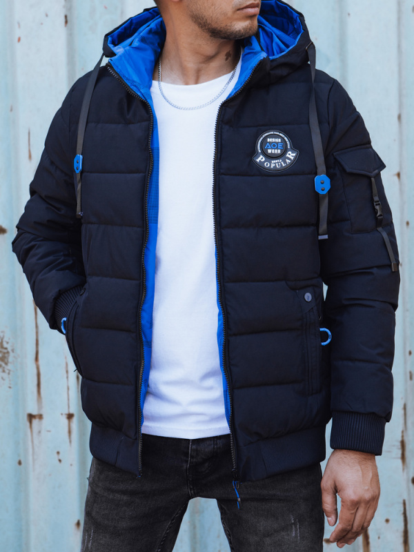 Pánská prošívaná bunda Dstreet TX4804 Barva: Modrá, Velikost: XXL