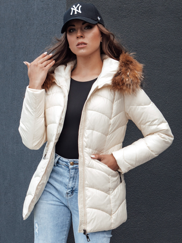 Dámská zimní bunda s kapucí EMBRACE Dstreet TY4492 Barva: Bílá, Velikost: XL