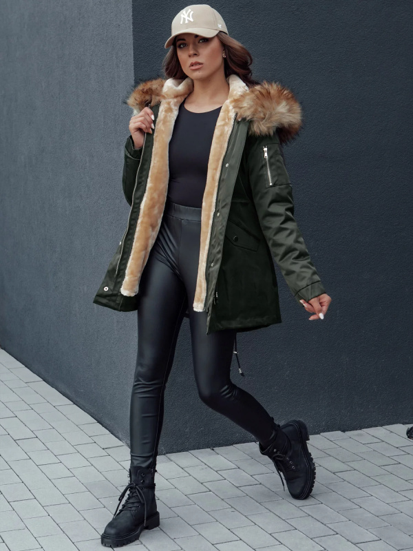 Dámská zimní bunda parka s kapucí AVENA II zelená Dstreet TY4512 Velikost: XL