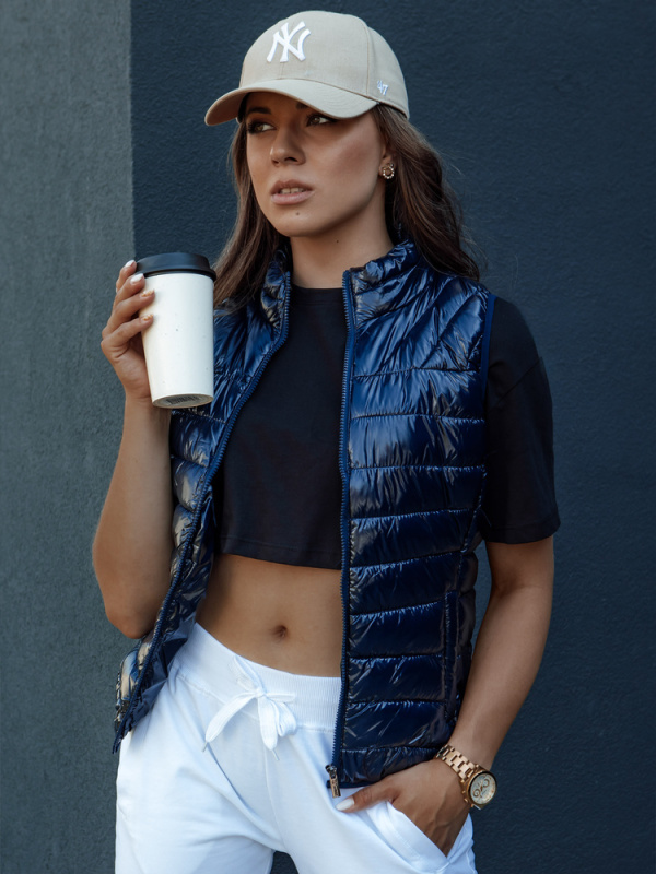 Dámská krátká prošívaná vesta WIANO tmavě modrá Dstreet TY4523 XXL