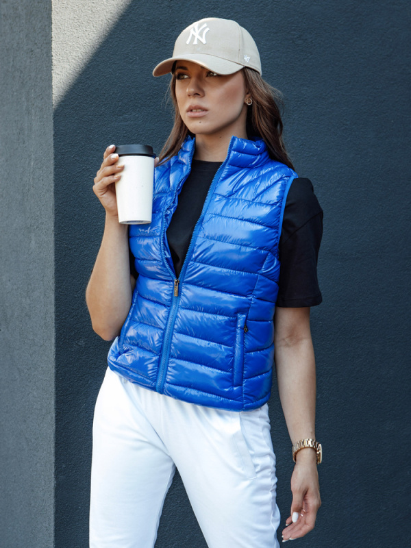 Dámská krátká prošívaná vesta WIANO modrá Dstreet TY4522 L