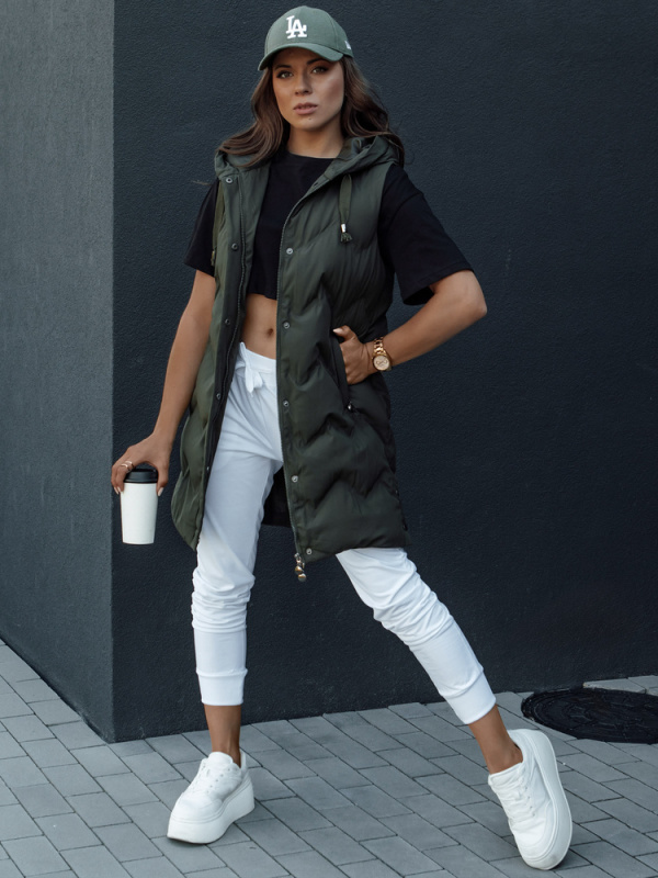 Dámská prošívaná vesta s kapucí TAMIRA zelená Dstreet TY4533 XXL