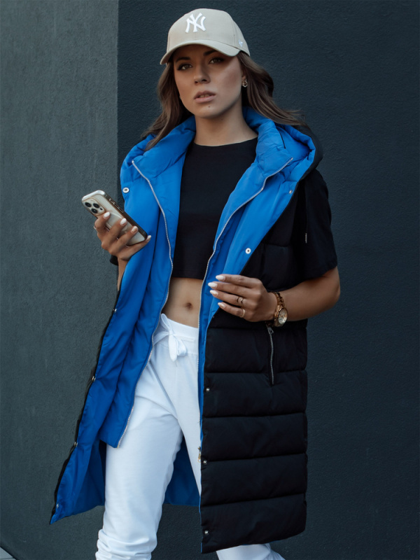 Dámská dlouhá prošívaná vesta s kapucí CHESTER černá Dstreet TY4535 L / XL