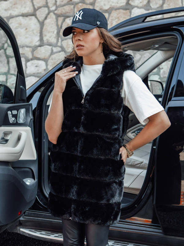 Dámská kožešinová vesta ASHTON černá Dstreet TY4543 XL