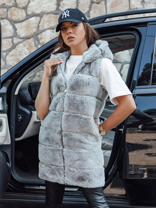 Dámská kožešinová vesta ASHTON šedá Dstreet TY4545 XXL