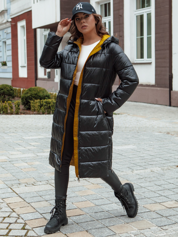 Dstreet Dámská bunda dlouhá BETHANNY s kapucí TY4552 Barva: Černá, Velikost: XL