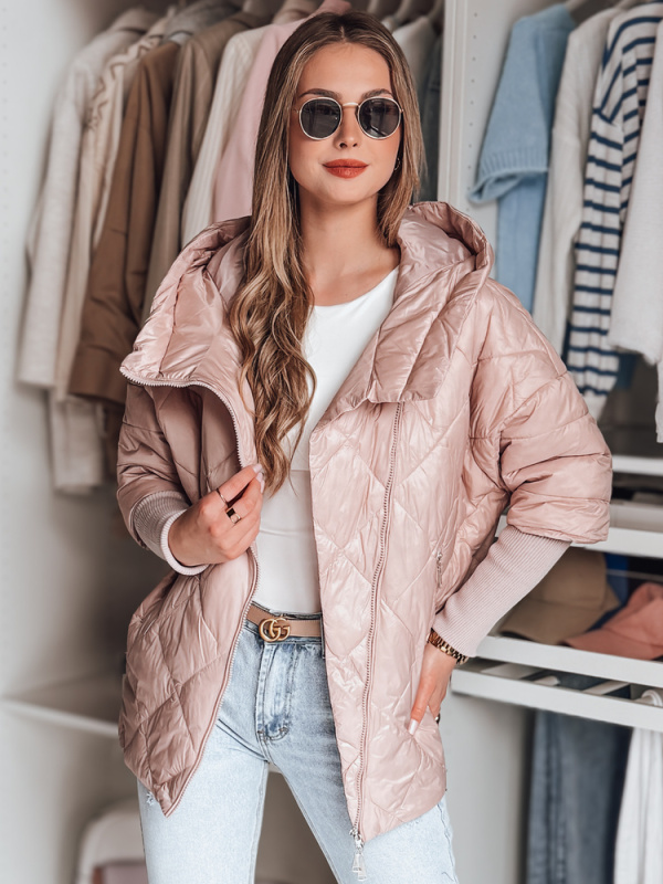 Dámská prošívaná bunda s kapucí PUFFILOF Dstreet TY4854 Barva: Růžová, Velikost: XXL