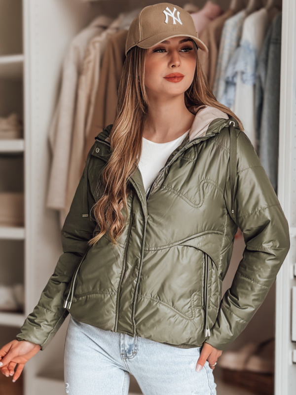 Dámská bunda s kapucí NIVESSO Dstreet TY4857 Barva: Zelená, Velikost: XL