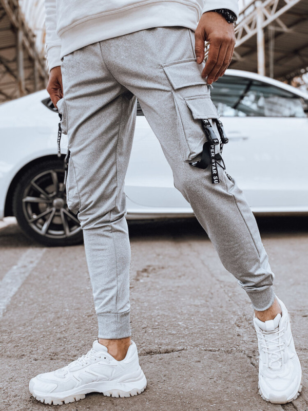 Šedé pánské cargo kalhoty Dstreet UX4215 L