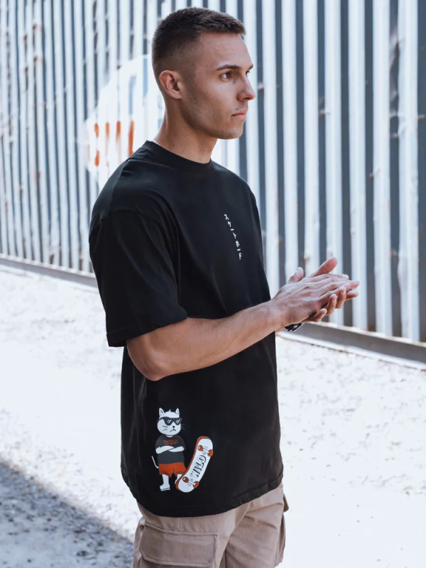 Pánské tričko s potiskem černé Dstreet RX5531 M