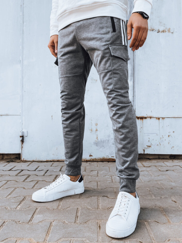 Pánské teplákové kalhoty Barva světle šedá DSTREET UX4275 Barva: Šedá - světle, Velikost: 2XL/3XL