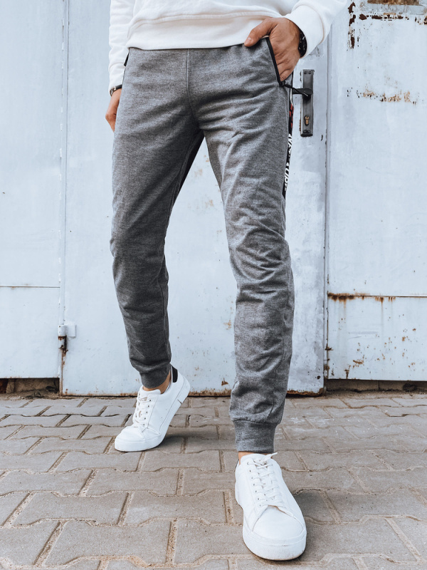 Pánské teplákové kalhoty Barva tmavě šedá DSTREET UX4271 Barva: Šedá - světle, Velikost: M/L