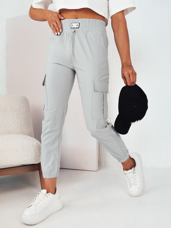 Dámské kalhoty casual MAREN Barva béžová DSTREET UY2067 Barva: Šedá - světle, Velikost: XL/XXL