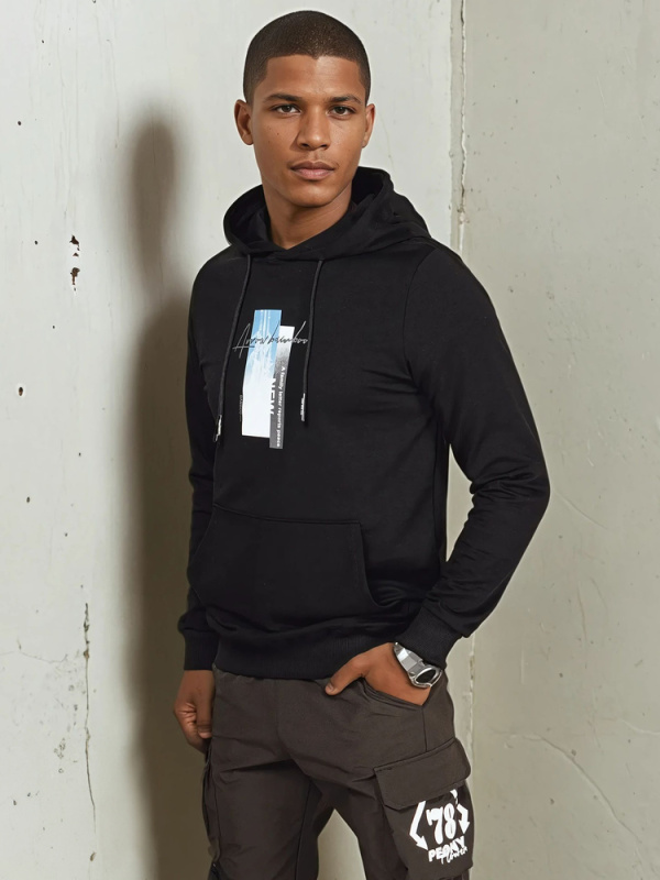 Pánská černá mikina Dstreet BX5725 L