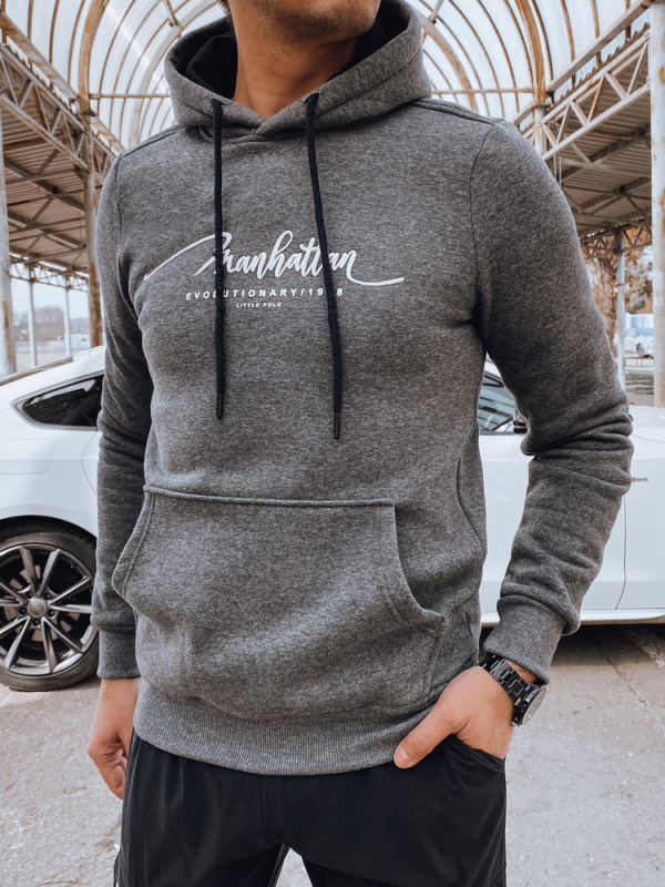 Bluza męska z kapturem jasnoszara Dstreet BX5700 Barva: Šedá - tmavě, Velikost: M