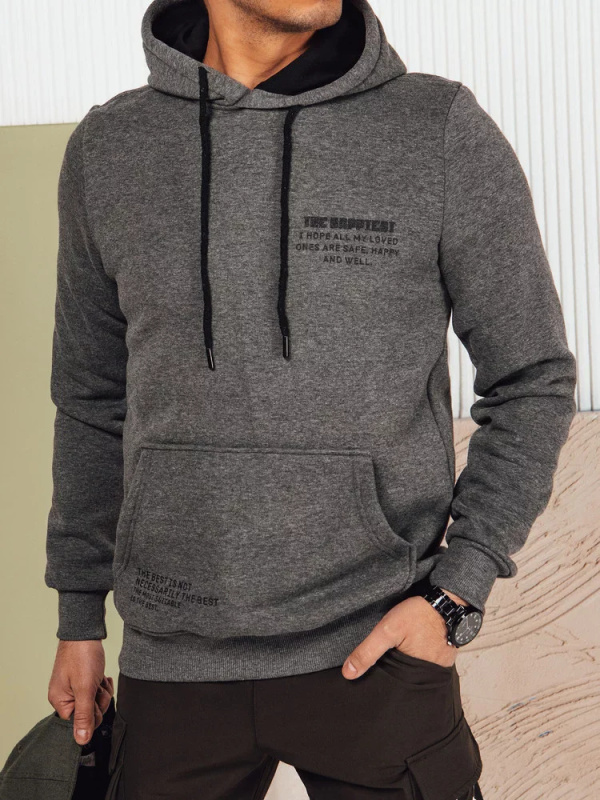 Pánská antracitová mikina s kapucí Dstreet BX5694 XXL