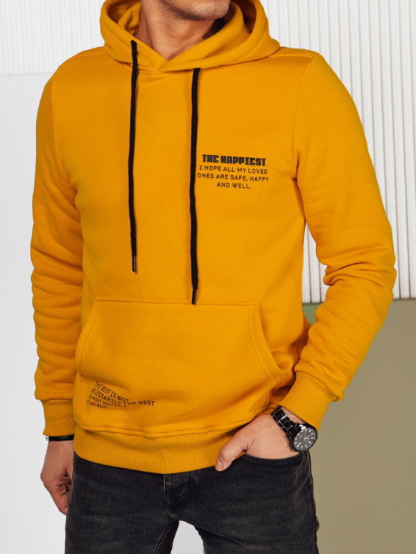 Pánská mikina s kapucí Dstreet BX5682 Barva: Žlutá, Velikost: M