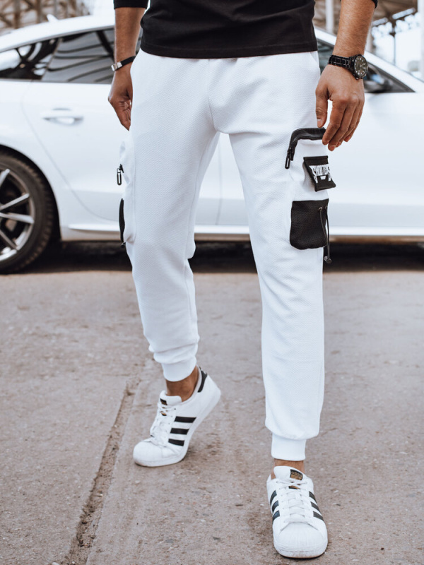 Pánské bílé cargo tepláky Dstreet UX4370 XXL