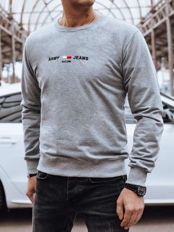 Pánská mikina bez kapuce, šedá Dstreet BX5734 M