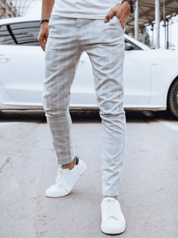 Pánské ležérní kalhoty světle šedé Dstreet UX4398 s33