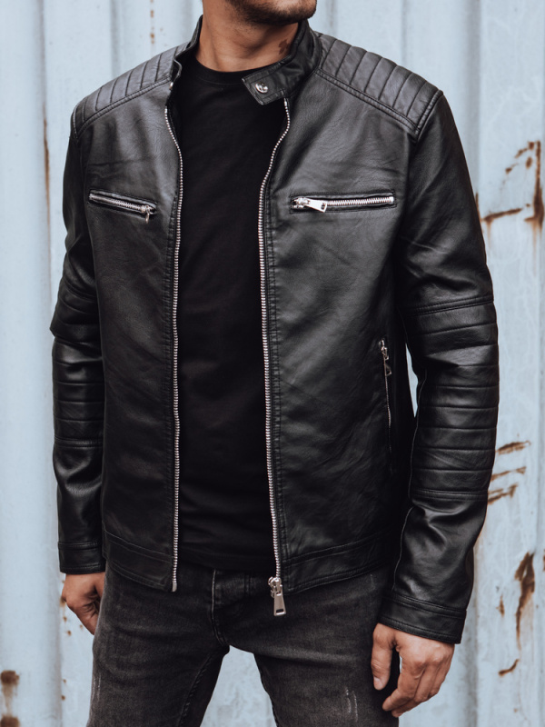 Pánská kožená bunda Dstreet TX4736 Barva: Černá, Velikost: L