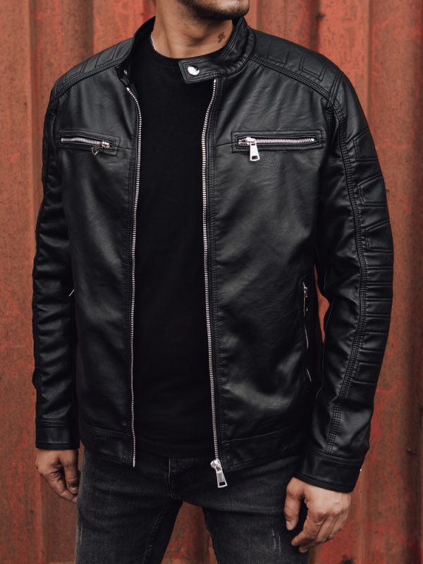 Pánská kožená bunda Dstreet TX4733 Barva: Černá, Velikost: L