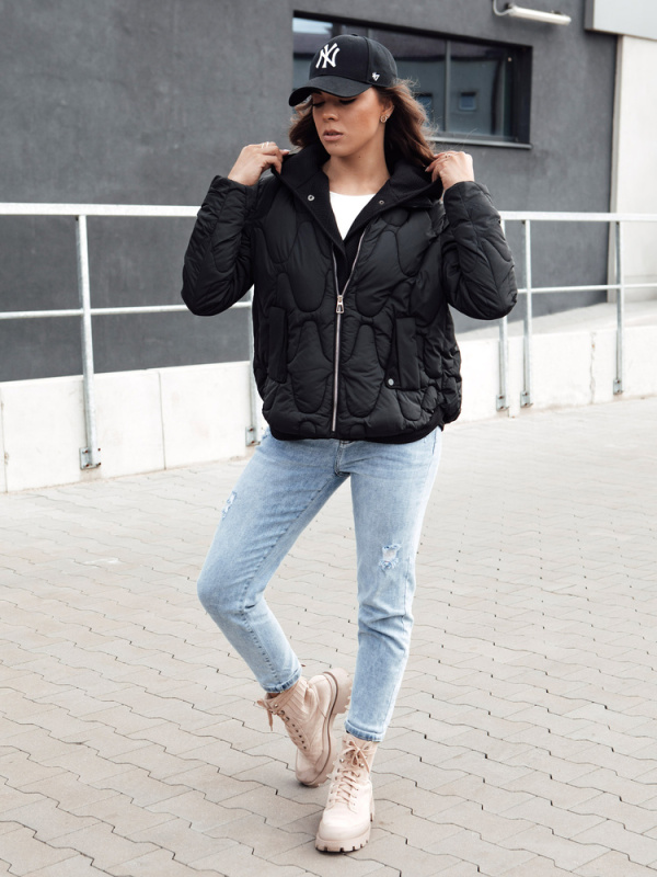 Dámská zimní bunda s kapucí WINDGLAM Dstreet TY4421 Barva: Černá, Velikost: M