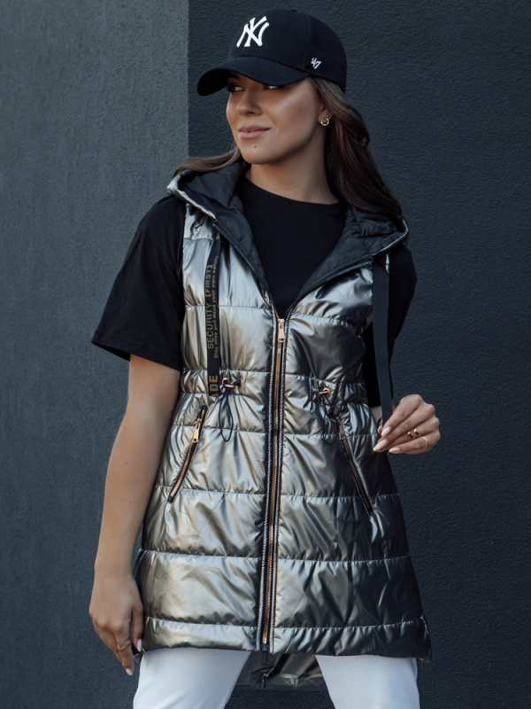 Dámská vesta prošívaná PIXIECODE Dstreet TY4437 Barva: Šedá - tmavě, Velikost: XL