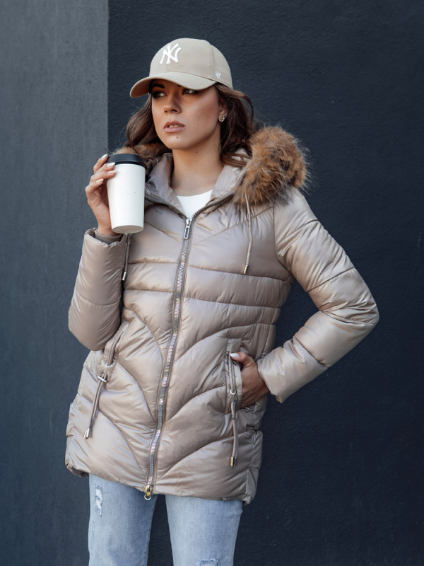 Dámská zimní bunda s kapucí WINTERCHIC velbloudí Dstreet TY4438 S