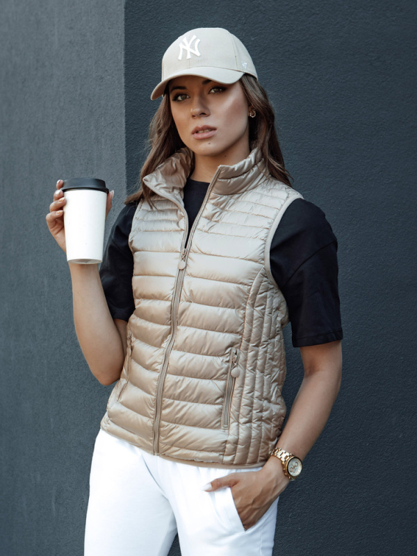 Dámská prošívaná vesta se stojáčkem STYLISHZ velbloudí Dstreet TY4439 XXL