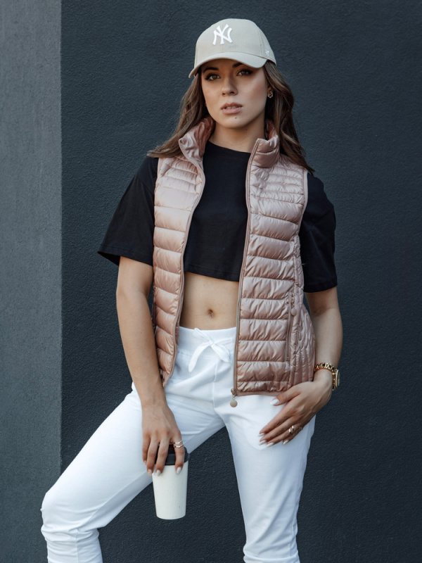 Dámská prošívaná vesta se stojáčkem STYLISHZ růžová Dstreet TY4449 L