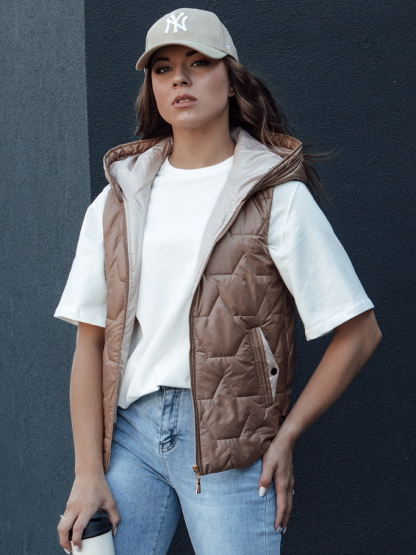 Dámská prošívaná vesta NICOLAS zlatá Dstreet TY4464 S