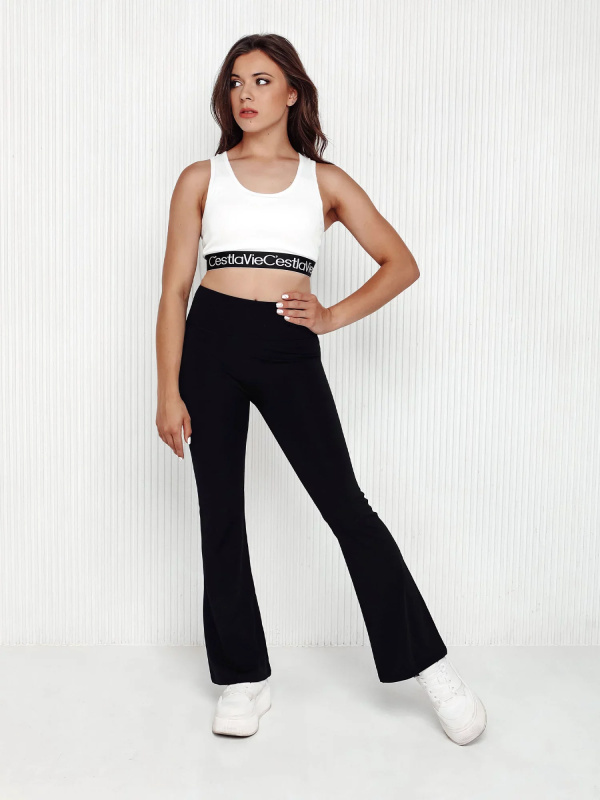 Dámské kalhoty zvonové High Waist SLIMLINE černé Dstreet UY2147 XL