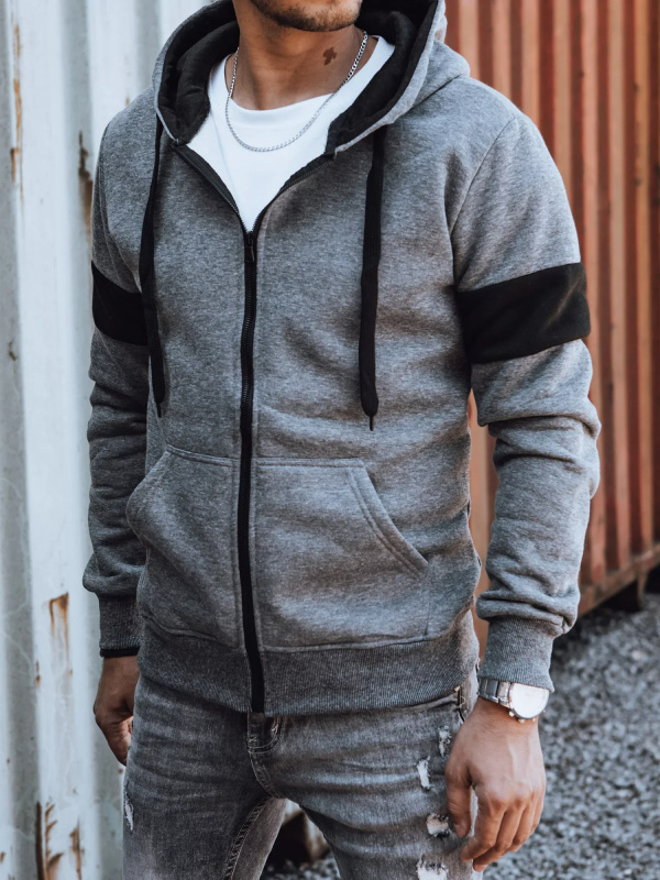 Pánská rozepínací mikina tmavě šedá Dstreet BX5816 XXL