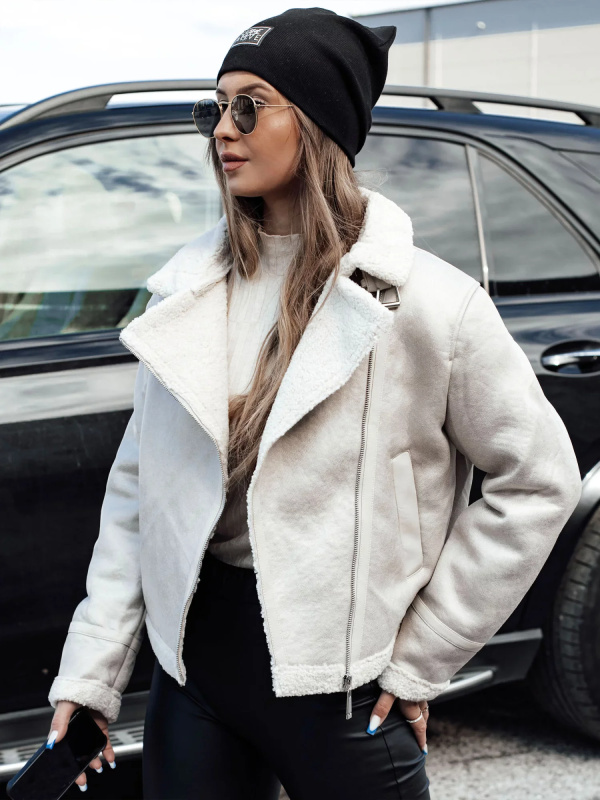Dámská bunda SOFTSTILL semišová s kožíškem v barvě camel Dstreet TY4748 Velikost: M
