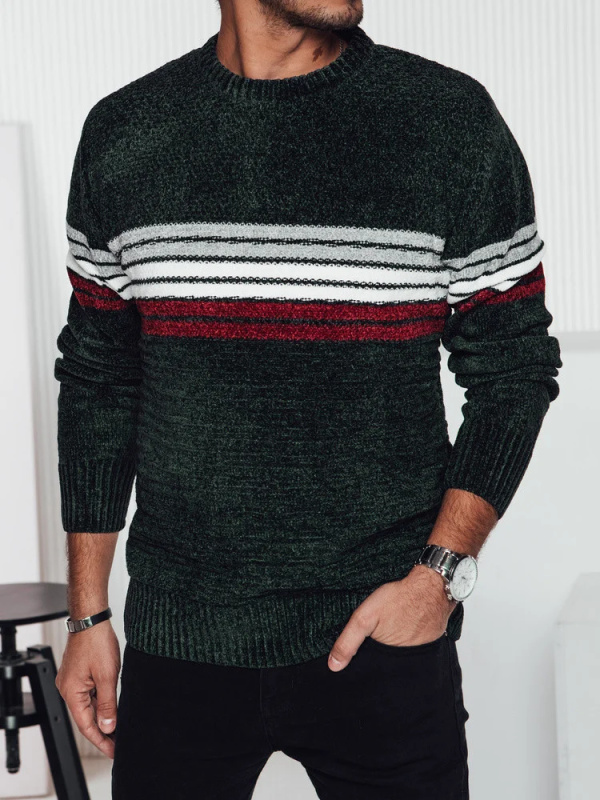 Pánský pruhovaný svetr zelený Dstreet WX2280 XXL