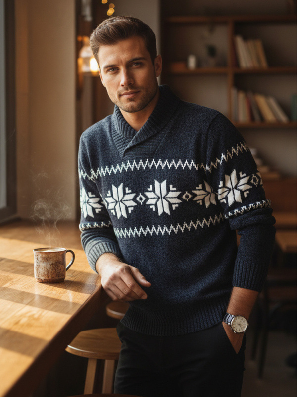 Pánský tmavě modrý svetr FashionStreet WX2272 XXL