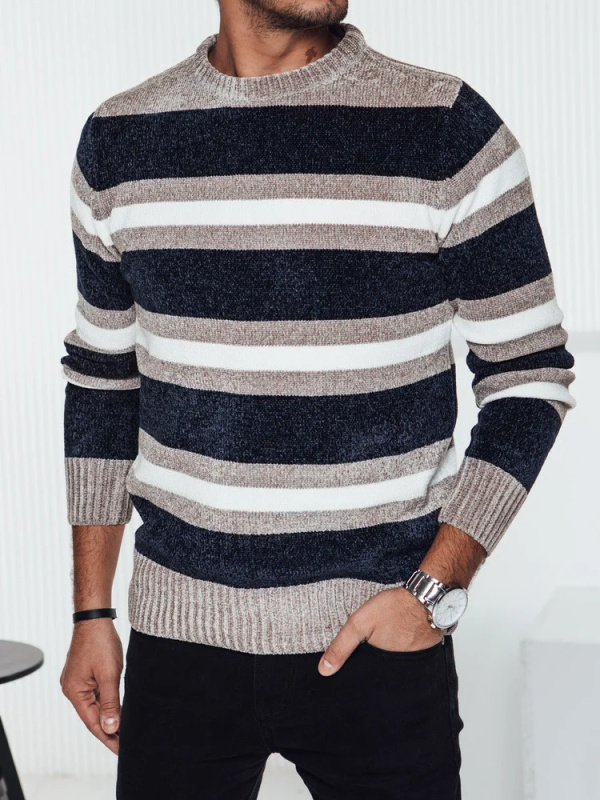 Pánský svetr s pruhy tmavě modrý Dstreet WX2263 XXL