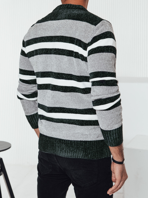 Pánský pruhovaný svetr šedý Dstreet WX2262 XXL